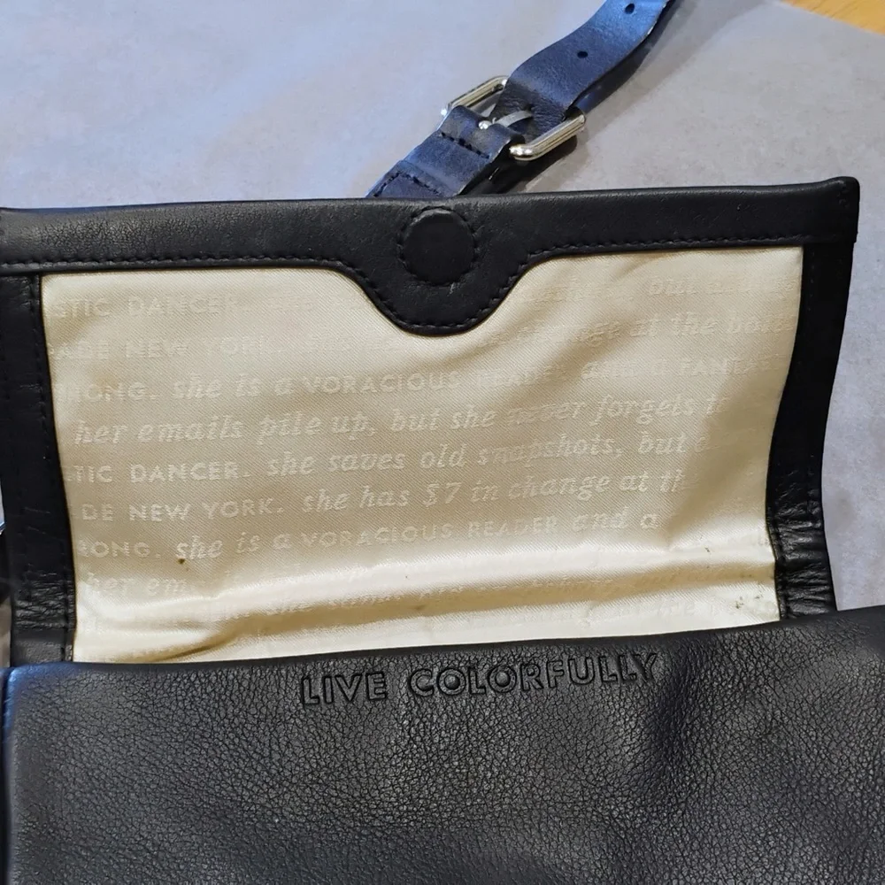 Kate Spade New York Black Leather Crossbody Shoulder Bag Designer Minimalistic